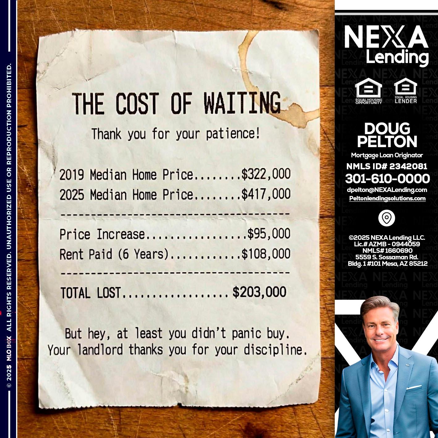THE COST OF WAITING - Doug Pelton -Mortgage Loan Officer
