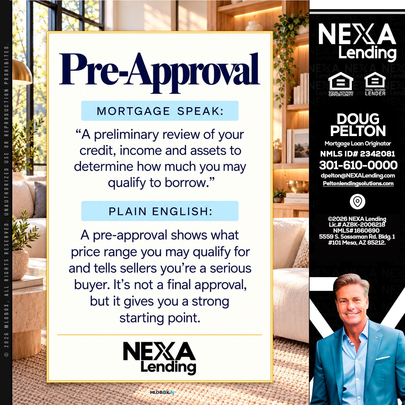 PREAPROVAL - Doug Pelton -Mortgage Loan Officer